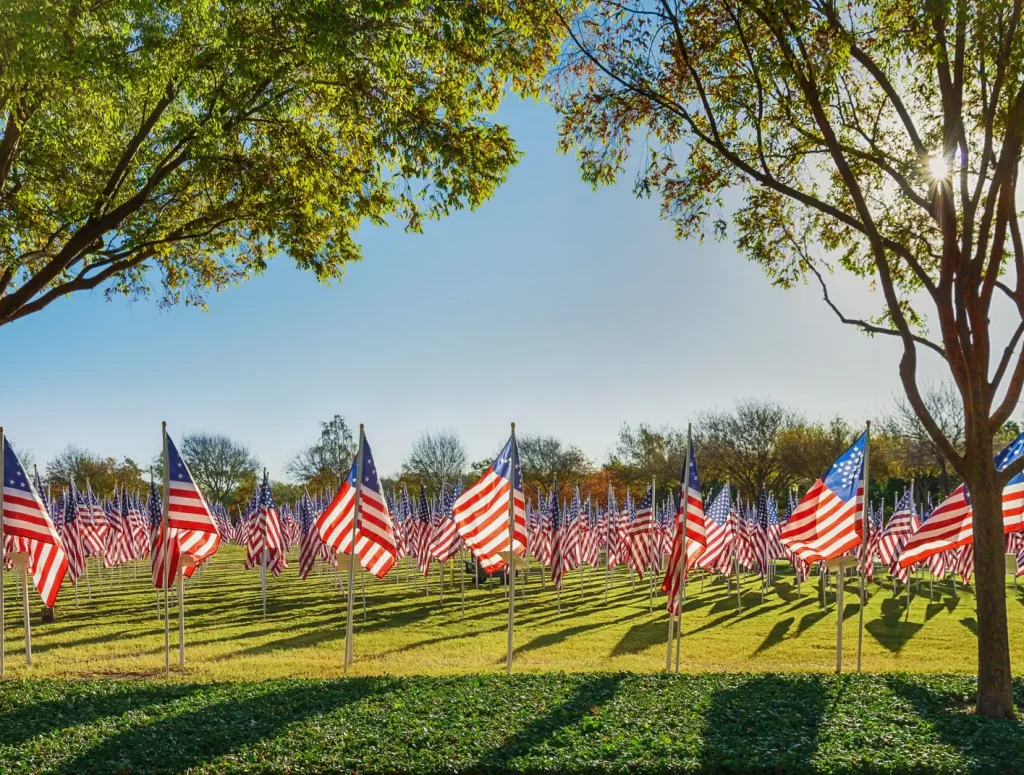Field,Of,American,Flags,Displayed,On,The,Honor,Of,Veterans